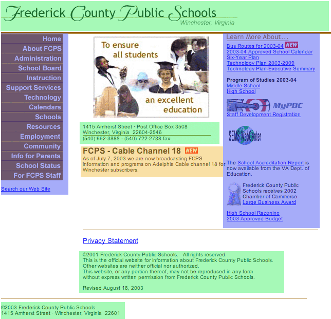 pict of frederick county schools page