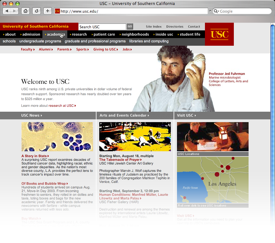 pict of usc webpage