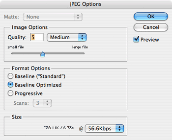 Saving a JPEG in Photoshop.