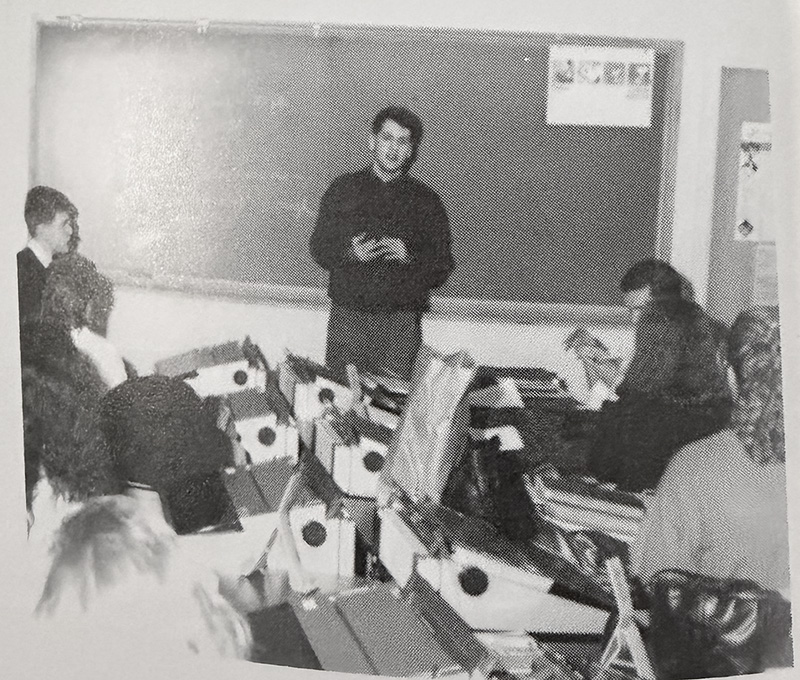John Hendron leading an FBLA meeting at Avon Lake High School, 1991.